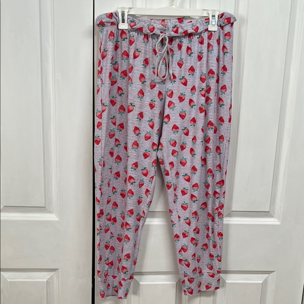 Jockey Multi Color Strawberry Print Crop Pajama Bottoms Size XL